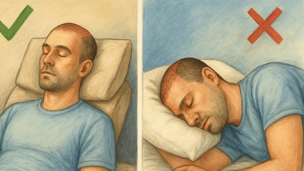 بهترین حالت خوابیدن بعد از کاشت مو چیست؟